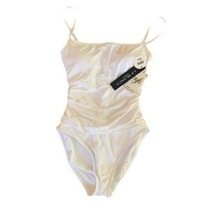 La Blanca White Ruched One Piece Swimsuit UPF 50 NWT Size Womens Smalll